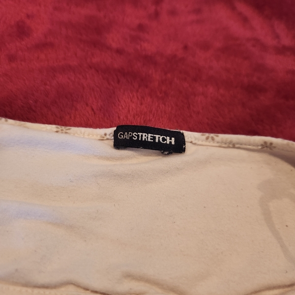 GAP Stretch Womens Crop Tank Top Floral Print White Brown Adjustable Sz Medium - Picture 3 of 9